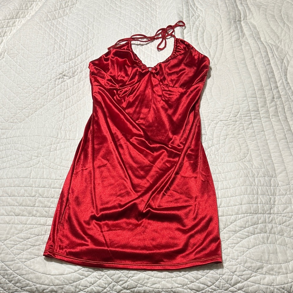 NWT Garage Red Satin Halter Dress